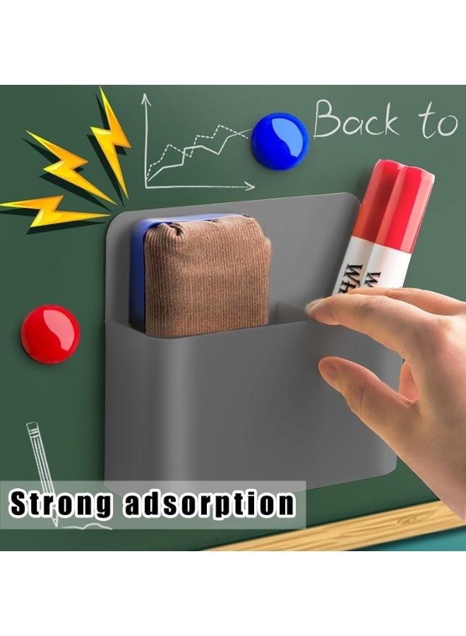 ChicAbode 2 Pcs Magnetic Pen Holder, Dry Erase Marker Holder, Magnetic Marker Cup Holders for Locker Accessories, School, Office, Home (Grey) - Image 2